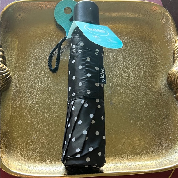 Tote Umbrellas Accessories - #1422**43 inch design for 1 person Totes Black Umbrella with White Dots